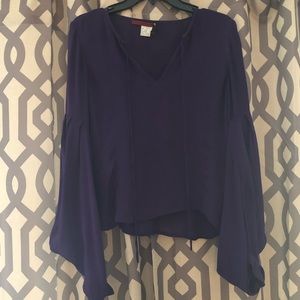 Purple Flowy Sleeves Blouse